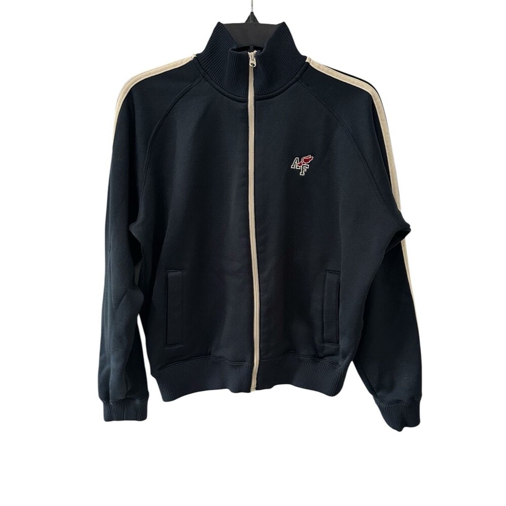 Abercrombie & Fitch Track Jacket Full Zip Navy Blue Stripe Y2K Mock Neck Men S